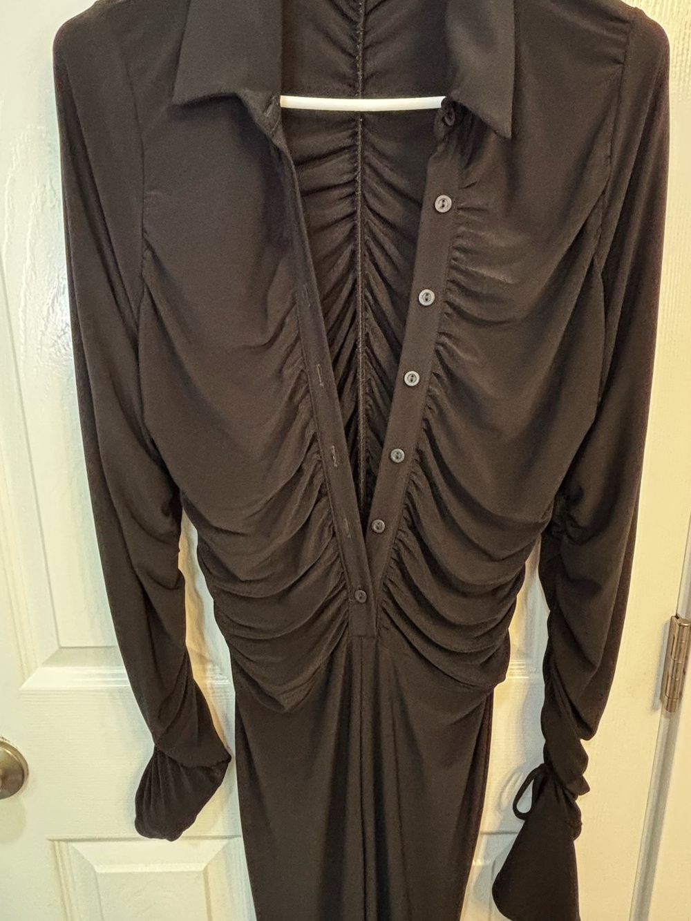 Fashion Nova Black Plunge Button-Down Jumpsuit - Picture 3 of 5